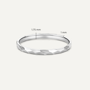 14 Karat White Gold Hammered Stacker Ring - 4