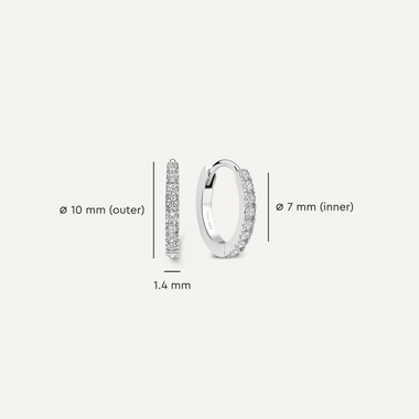 14 Karat White Gold Pavé Cubic Zirconia Small Huggie Hoops (10mm) - 5