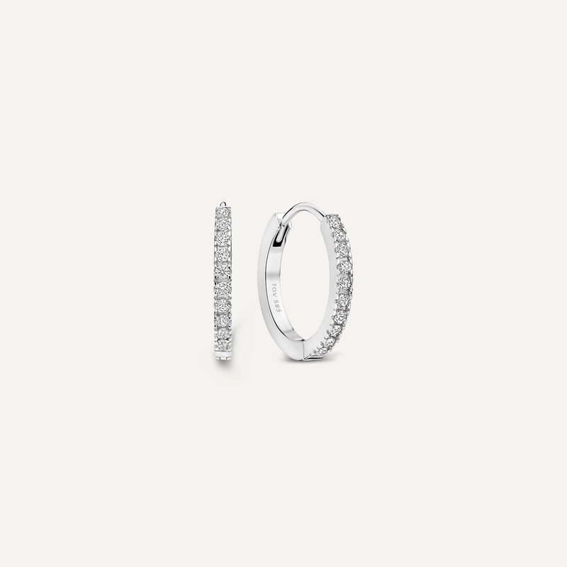 Pavé Cubic Zirconia Huggie Hoops (12mm)