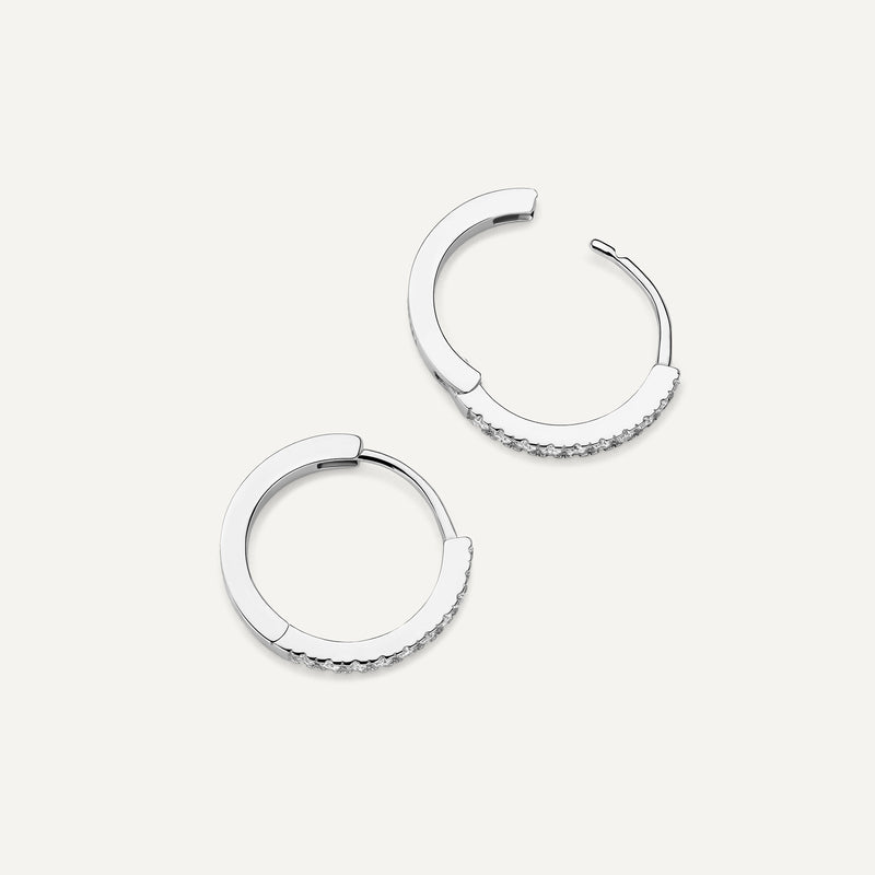 Pavé Cubic Zirconia Huggie Hoops (12mm)