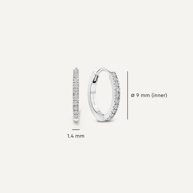 14 Karat White Gold Pavé Cubic Zirconia Huggie Hoops (12mm) - 6