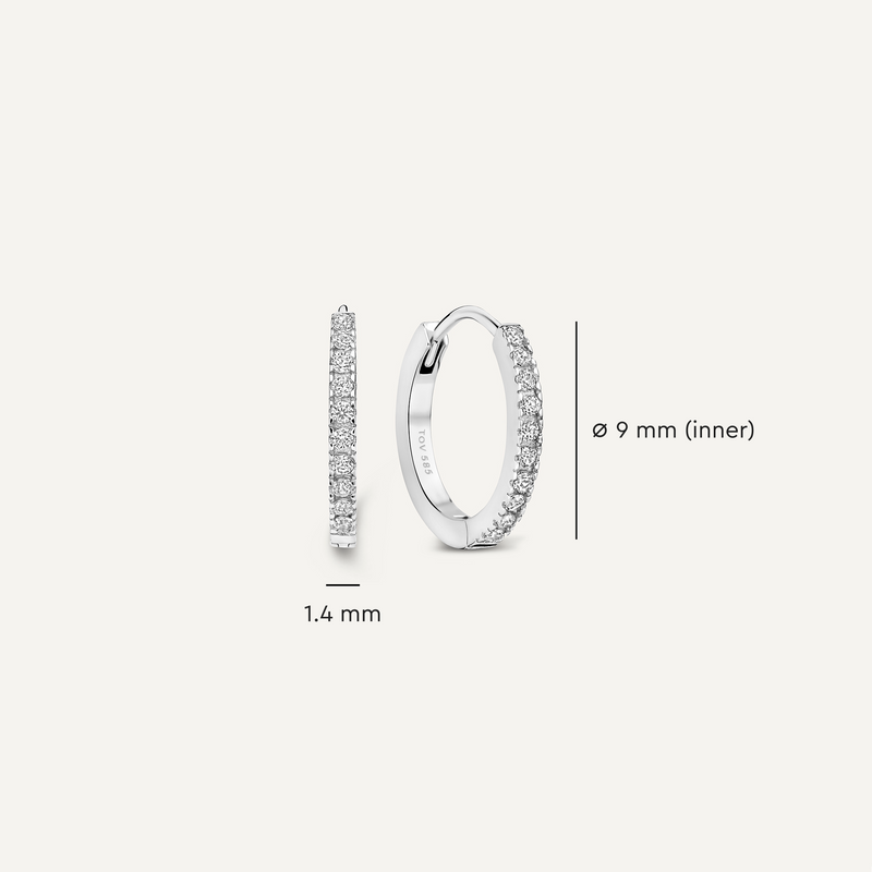Pavé Cubic Zirconia Huggie Hoops (12mm)