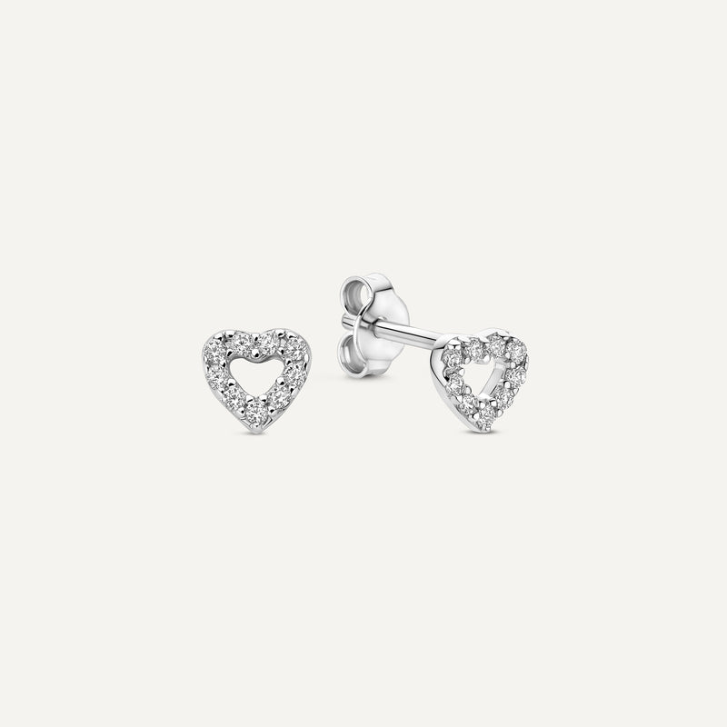 Pavé Cubic Zirconia Open Heart Studs