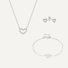 14 Karat White Gold Pavé Zirconia Open Hearts Set - 1