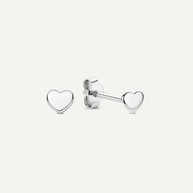 Or Blanc 14 Carats Heart Studs - 1