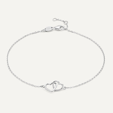 14 Karaat Witgoud Geschakeld Hart Armband - 1