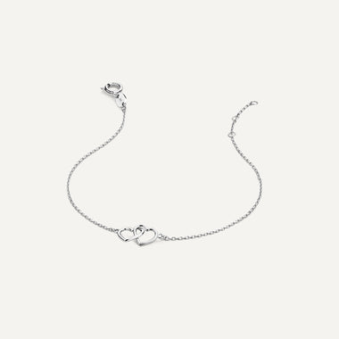 14 Karat White Gold Linked Heart Bracelet - 2