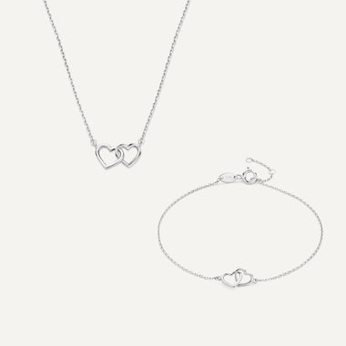 14 Karat White Gold Linked Heart Set - 1