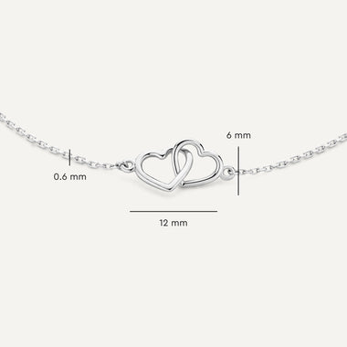 14 Karat White Gold Linked Heart Bracelet - 3