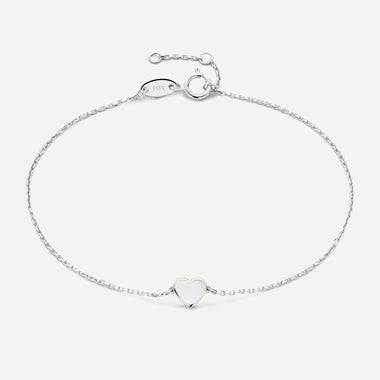 14 Karat White Gold Heart Bracelet - 1