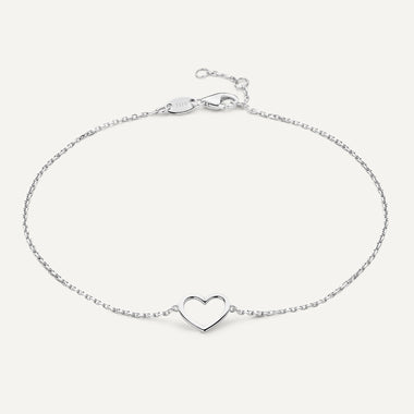 14 Karat White Gold Open Heart Bracelet - 1