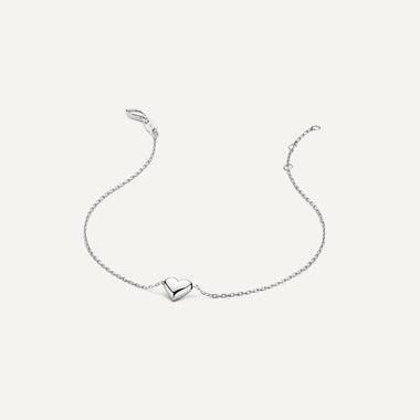 14 Karat White Gold Puffy Heart Bracelet - 7