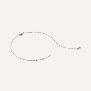 14 Karat White Gold Puffy Heart Bracelet - 9