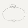 14 Karat White Gold Pavé Cubic Zirconia Open Heart Bracelet - 1