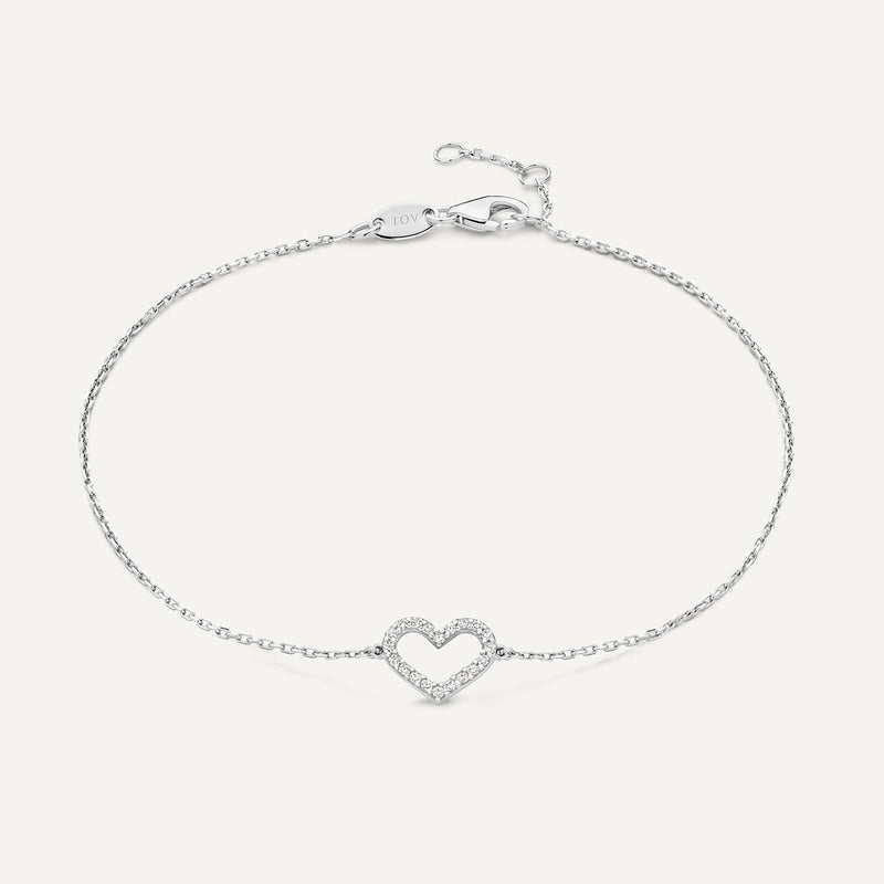 Pavé Cubic Zirconia Open Heart Bracelet