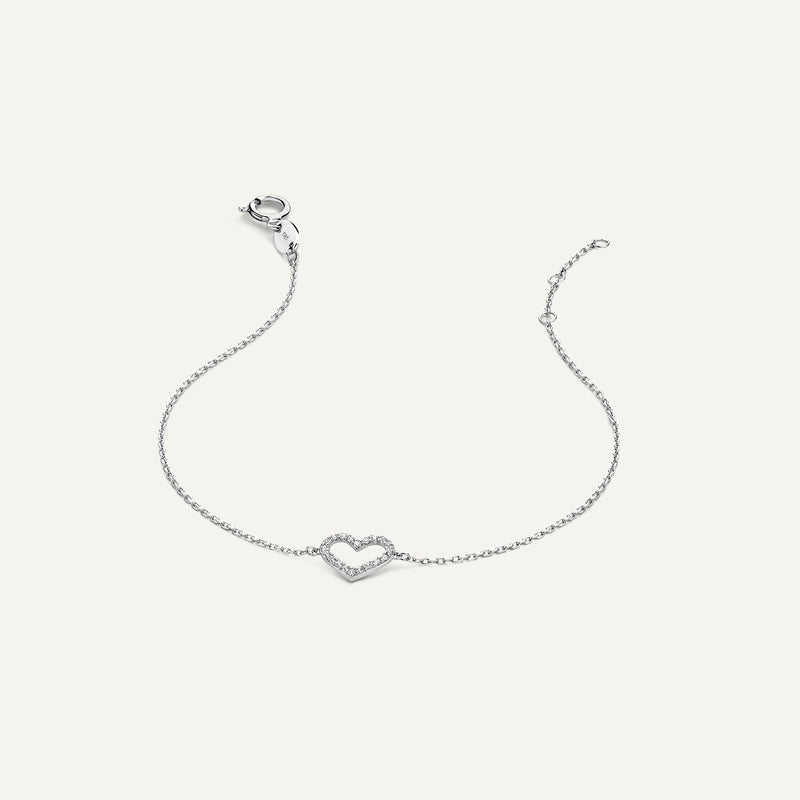 Pavé Cubic Zirconia Open Heart Bracelet