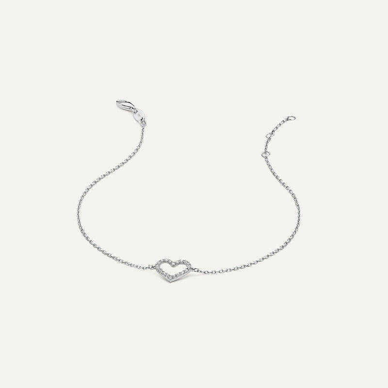 Pavé Cubic Zirconia Open Heart Bracelet
