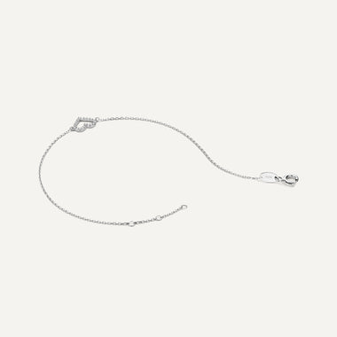 14 Karat White Gold Pavé Cubic Zirconia Open Heart Bracelet - 8