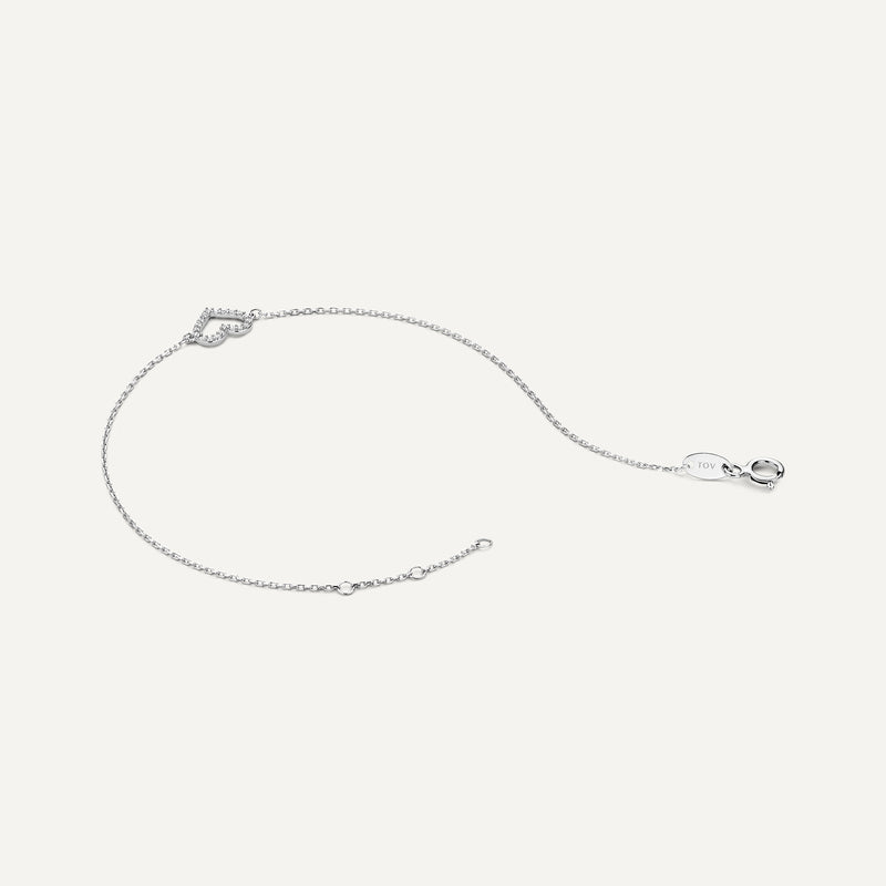 Pavé Cubic Zirconia Open Heart Bracelet