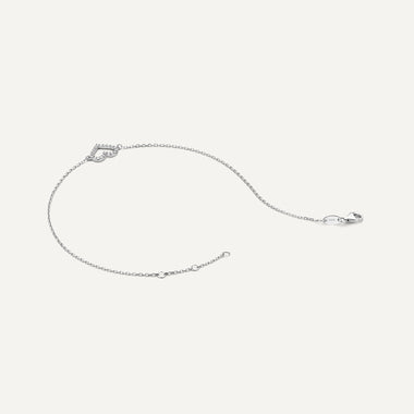 14 Karat White Gold Pavé Cubic Zirconia Open Heart Bracelet - 10