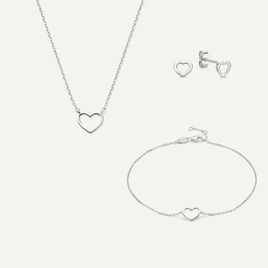 14 Karat White Gold Offene-Herzen-Set - 1
