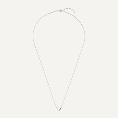 Or blanc 14 carats (585/1000) Collier Pendentif Cœur Gonflé - 12