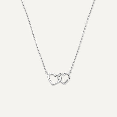 585er Weißgold Linked Heart Pendant Necklace - 1