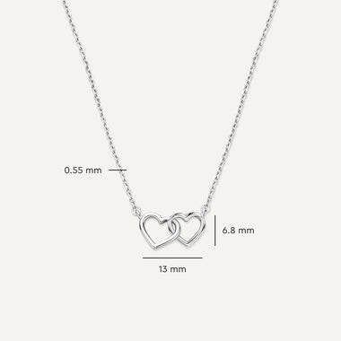 585er Weißgold Linked Heart Pendant Necklace - 7