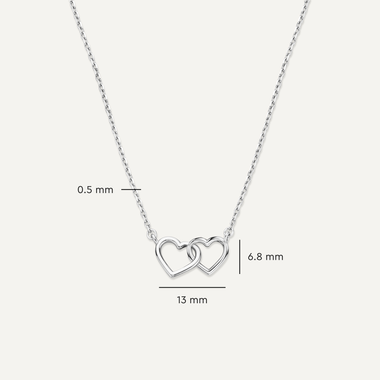14 Karat White Gold Linked Heart Pendant Necklace - 8