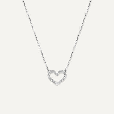 14 Karat White Gold Pavé Zirconia Open Hearts Set - 4