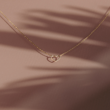 Gold Open Heart Pendant Necklace of 14 Karat Gold for Women