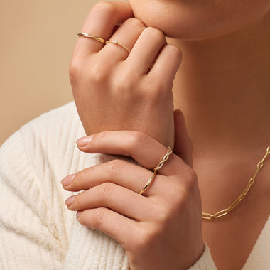 14 Karat Guld Rope Stabelring - 8