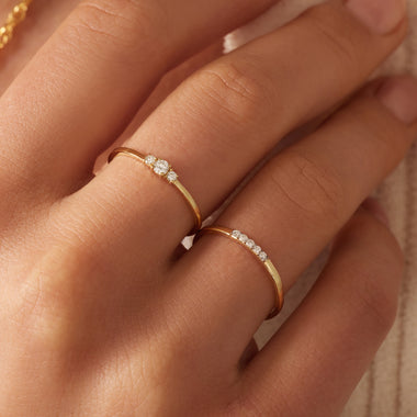 14 Karat Gold with Diamonds Slim Diamond Line Ring (0.04 ct) - 3