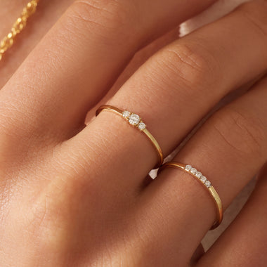14 Karat Gold with Diamonds Slim Diamond Trilogy Ring (0.10 ct) - 2