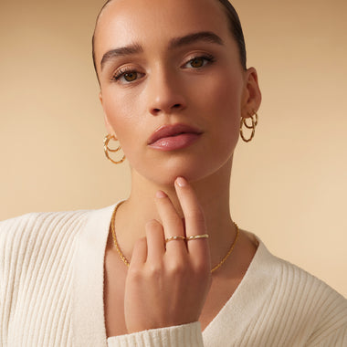 Or 14 Carats avec Diamants Stationed Diamond Stacker Ring (0.02 ct) - 7