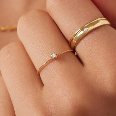 14 Karat Gold with Diamond Six Prong Diamond Solitary Ring (0.05 ct) - 3
