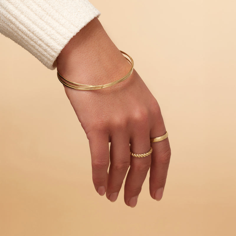 Triplo Bracciali Rigidi Sottile Curvo Impilabile