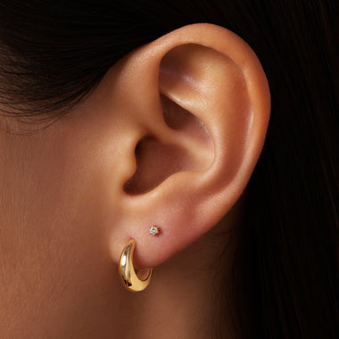 14 Karat Gold Bold Dome Small Hoops (14mm) - 2