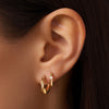 14 Karat Gold Cubic Zirconia Four Prong Huggie Hoops (12 mm) - 2