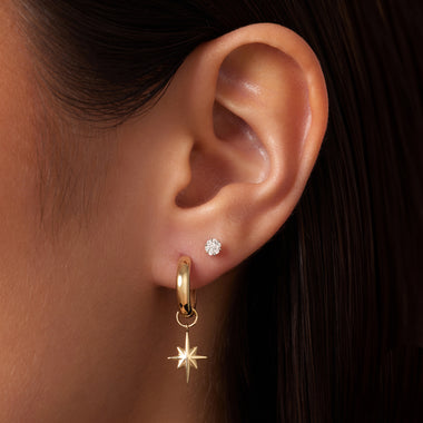 Oro de 14 Quilates Stellar Hoop Charm - 2