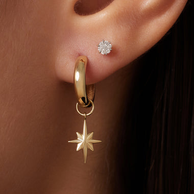 Oro de 14 Quilates Stellar Hoop Charm - 3