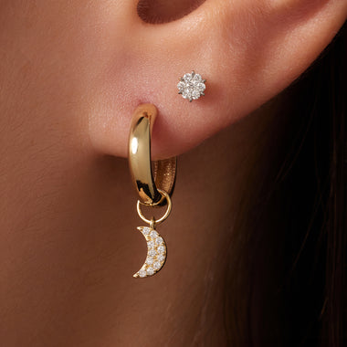 585er Gold Pavé Zirkonia Mond Ohrring-Einhänger - 3