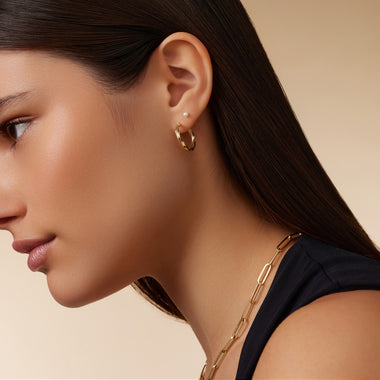 Or 14 Carats Rope Tube Small Hoops (18 mm) - 6