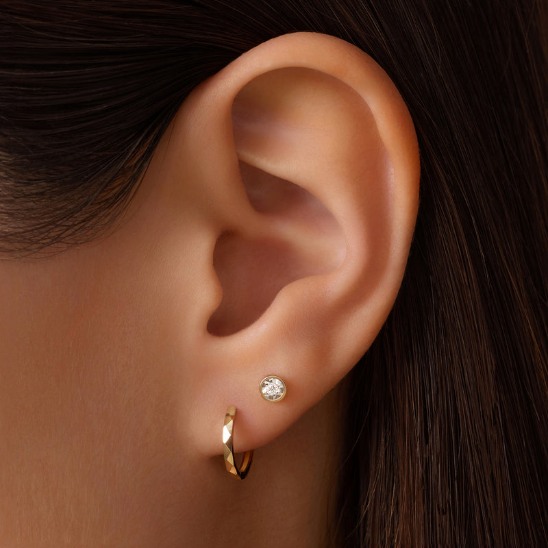 Hammered Huggie Hoops (12 mm)