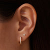 14 Karat Gold Pavé Cubic Zirconia Huggie U Hoops (12mm) - 2