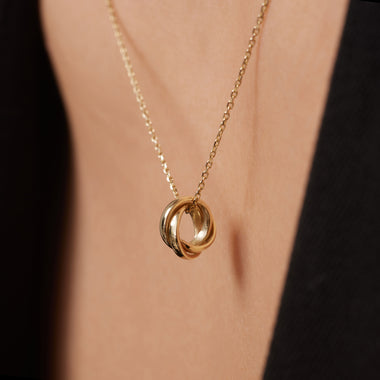 Oro de 14 Quilates Triple Band Ring Necklace - 5