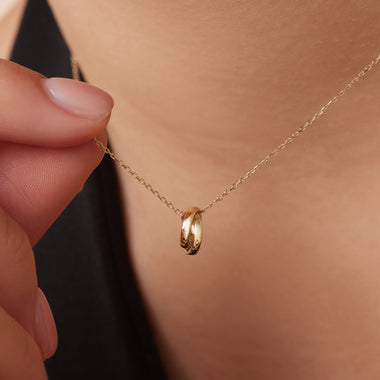 Oro de 14 Quilates Triple Band Ring Necklace - 2