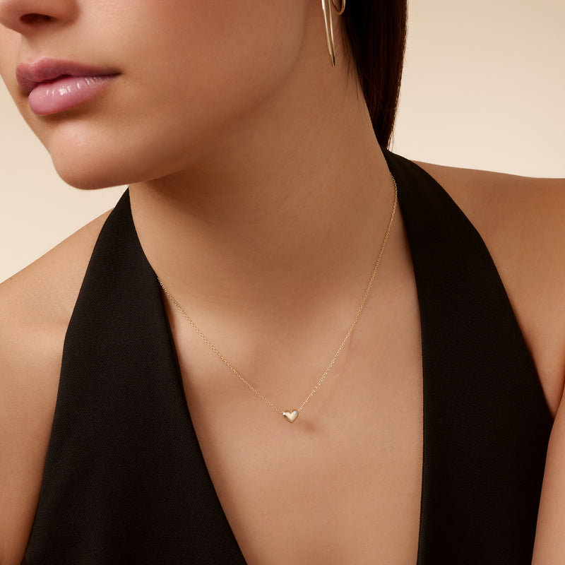Diamond Puffy Heart Pendant Necklace (0.01 ct)