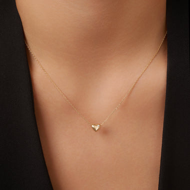 18 Karat Gold with Diamond Diamond Puffy Heart Pendant Necklace (0.01 ct) - 2
