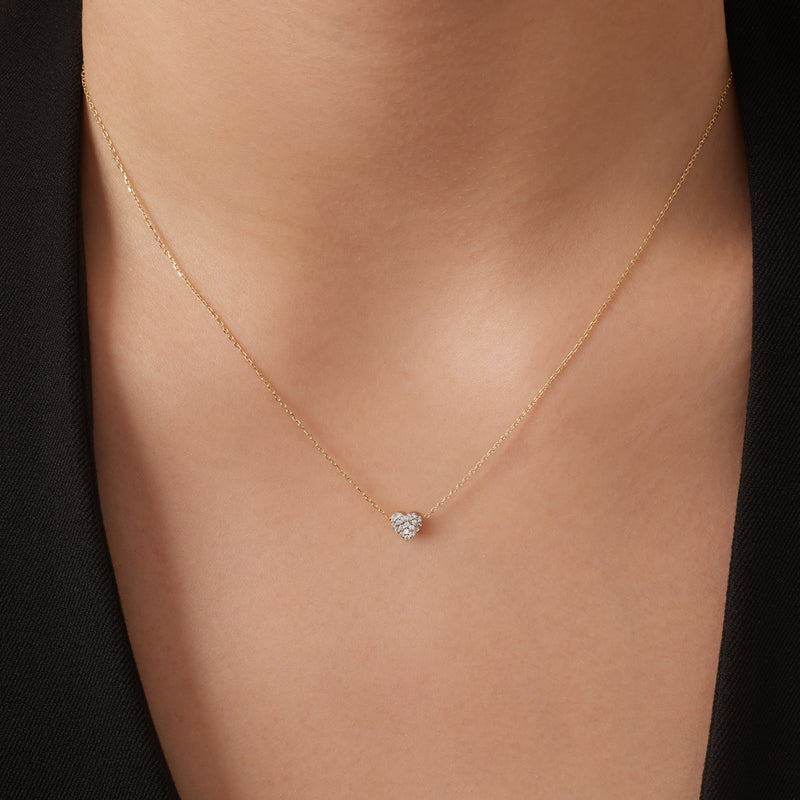 Pavé Cubic Zirconia Puffy Heart Pendant Necklace
